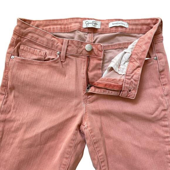 Jessica Simpson 6/28 Skinny Jeans | Coral Pink, Rolled Cuff, Stretch - Picture 4 of 7